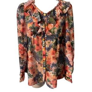 Watercolor Floral Blouse Size S